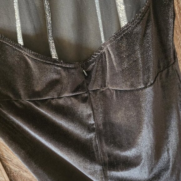 Yoins Black Sleeveless Cocktail Mini Dress‎ Size L 12 Velvet Stretch Glitter NWT - Picture 9 of 15